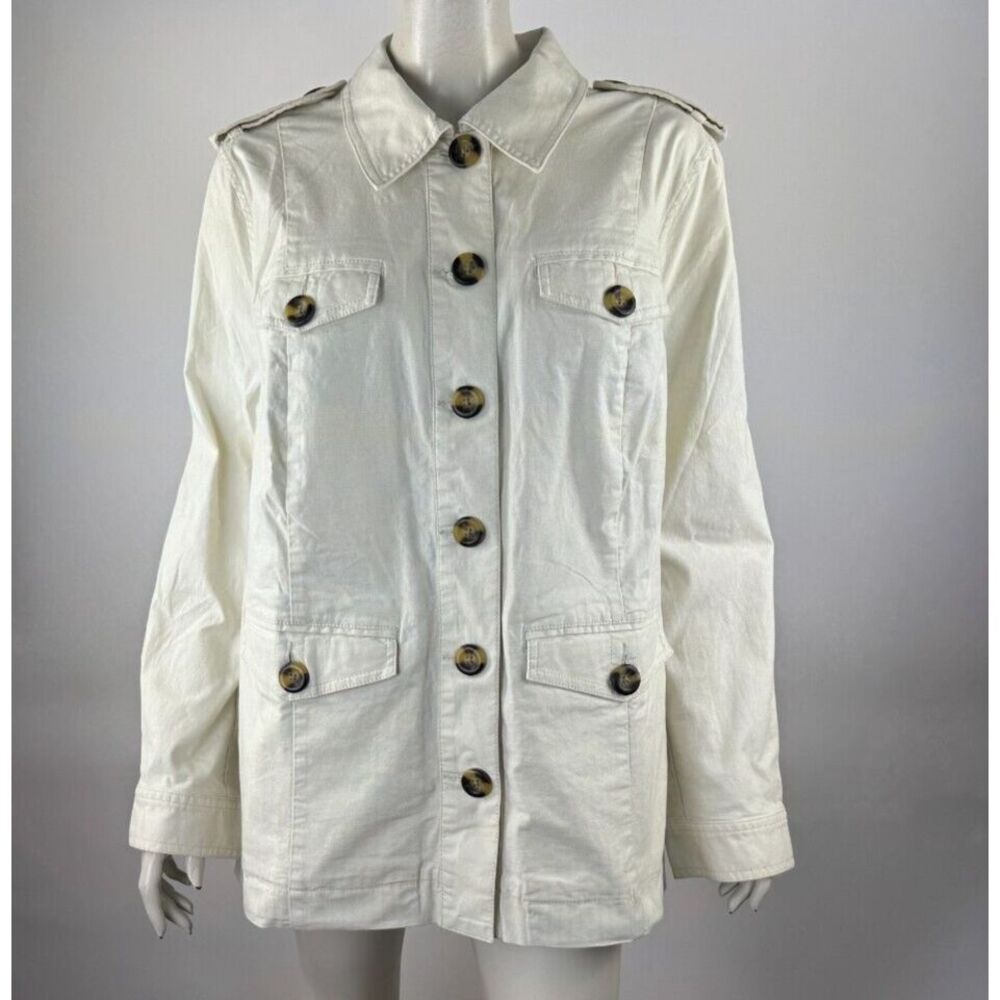 Cabi 5659 Kenya Utility Cargo Jacket Women‎ XXL NWOT Long Sleeve Pockets Ivory